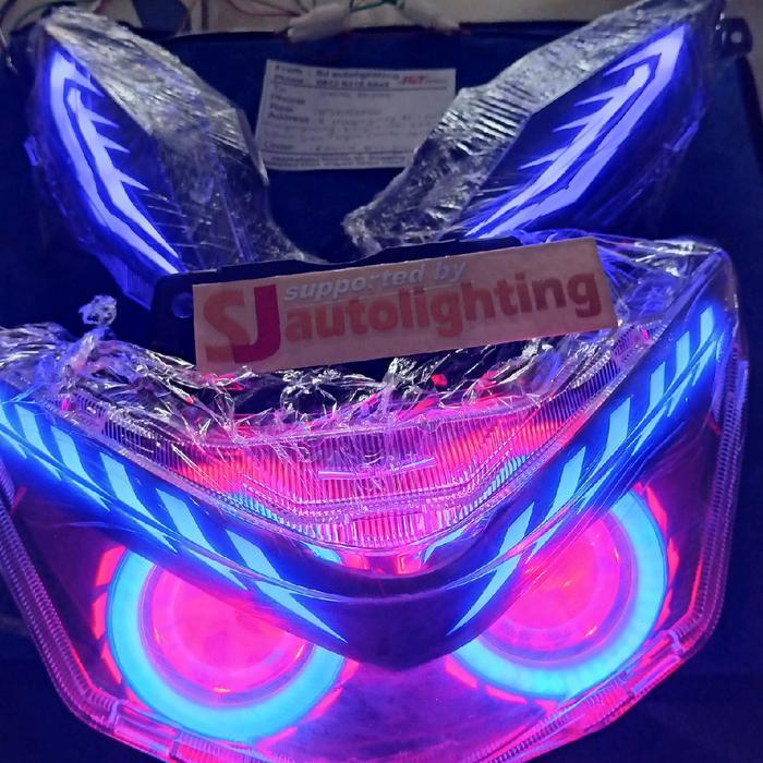 Reflektor lampu depan Beat Deluxe street custom led proji