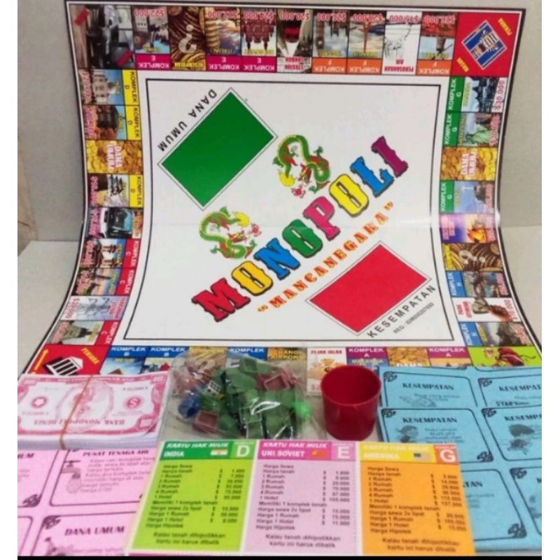 Mainan Papan Board Game Internasional Set 5 Permainan Monopoli Catur Ular Tangga