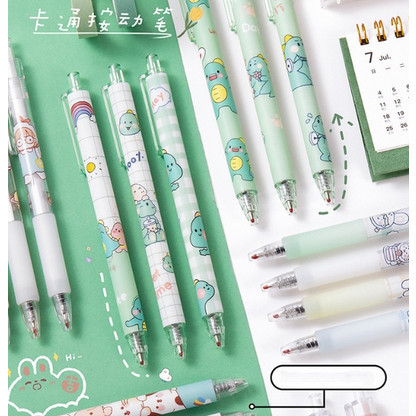 S5809 Pulpen Gel Mekanik Lucu Karakter Ballpoint Mekanik Pulpen Set Isi 6 PCS /  Set Pulpen Gel 6 Pc