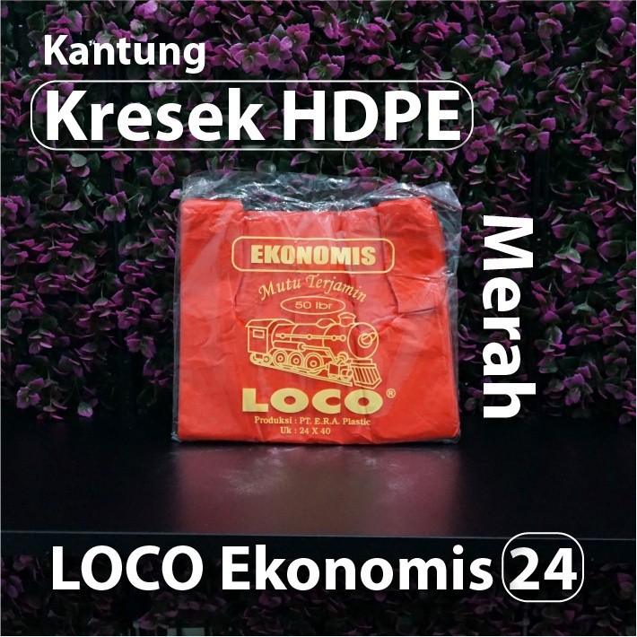 Kantong Kresek Merah LOCO Ekonomis 24 - HDPE Tenteng