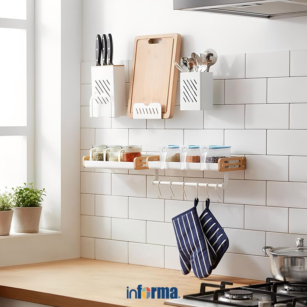 Informa Ward Rak Dinding Dapur - Putih Organizer Dapur Serbaguna Rak Bumbu Dapur Spices Rack Kitchen