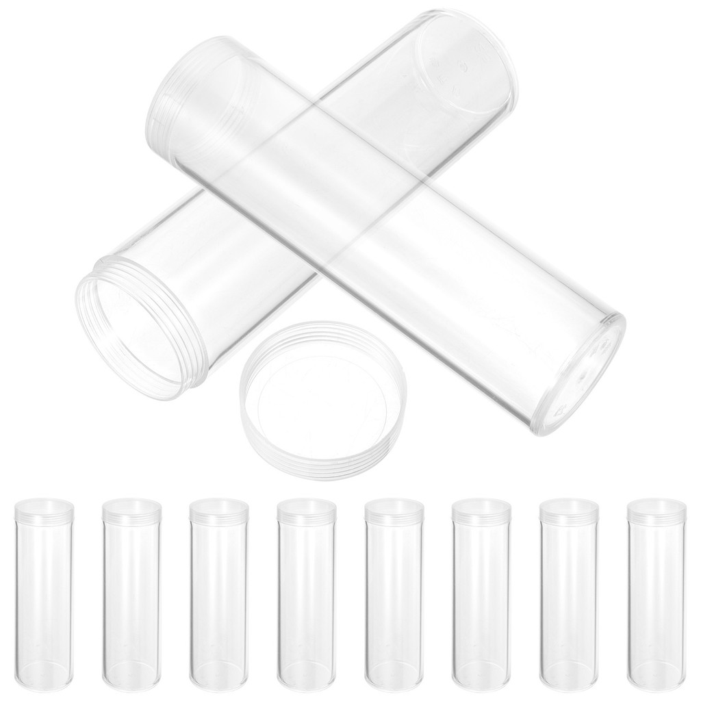 10pcs Coin Protection Tubes Clear Plastic Storage For Collectibles Half Dollar Quarter Holder Coin O