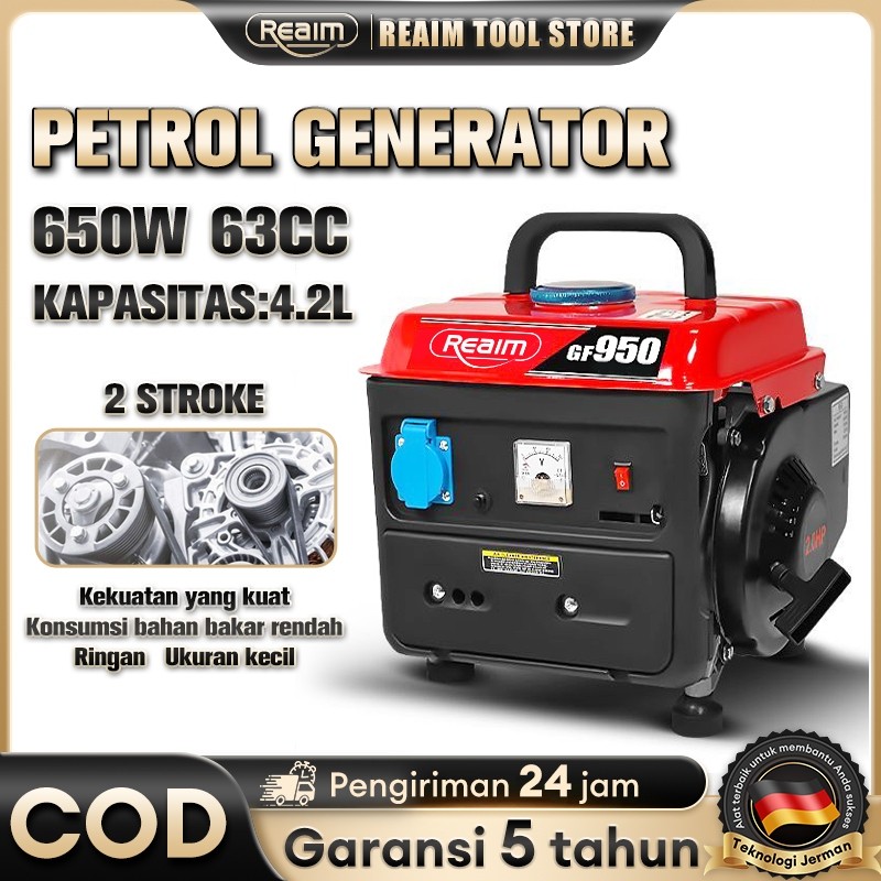 Reaim 2/4Tak Genset Dinamo Pembangkit Listrik 650 Watt Genset Mini Genset Portable
