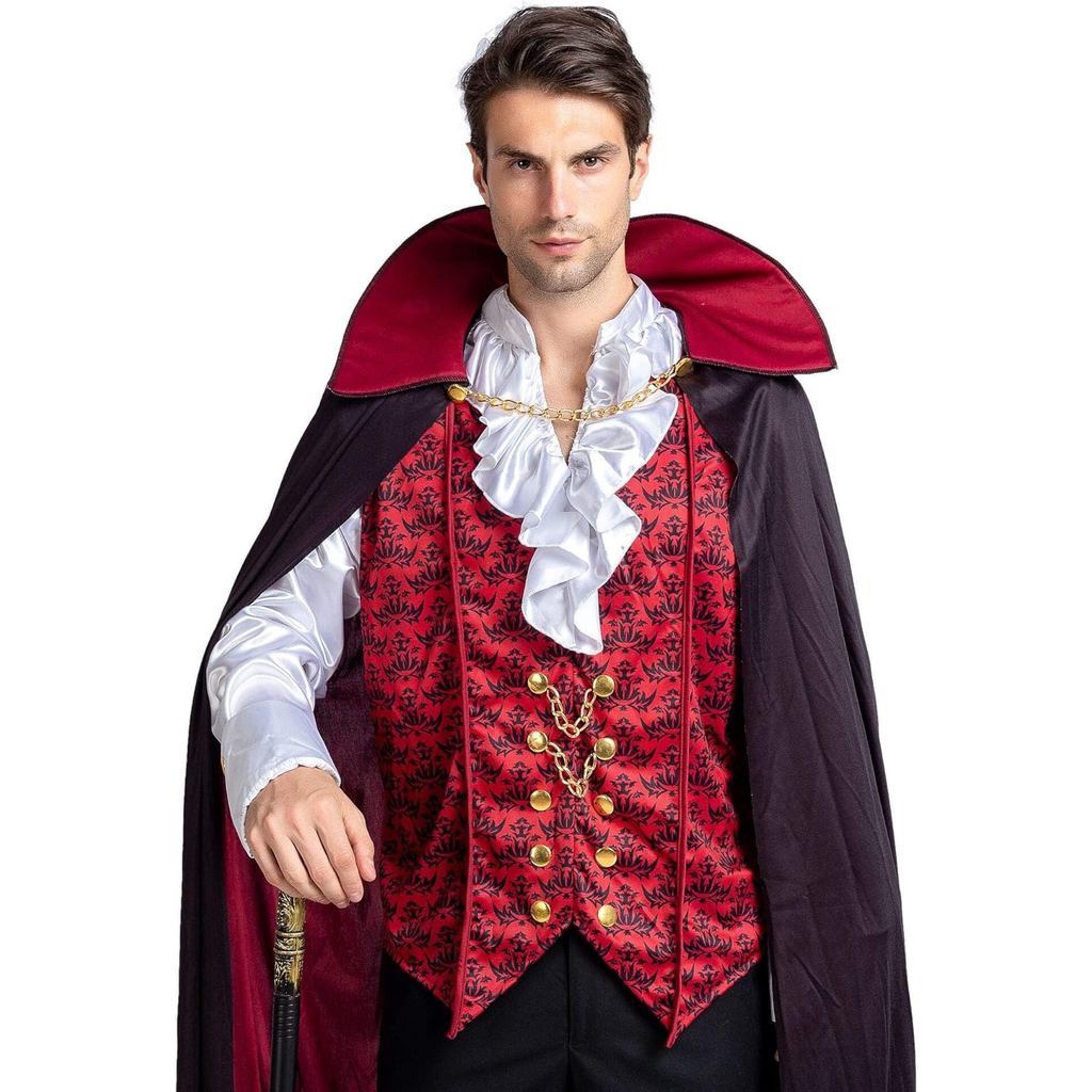 Halloween Men‘s Vampire Costume ,Halloween Men's Vampire Cape, Dracula Costume Men