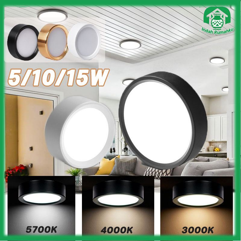 Lampu Downlight Led 3 Warna Tempel Plafon Alluminium Lampu Plafon Ruang Tamu Led Lampu Kamar Bulat 5