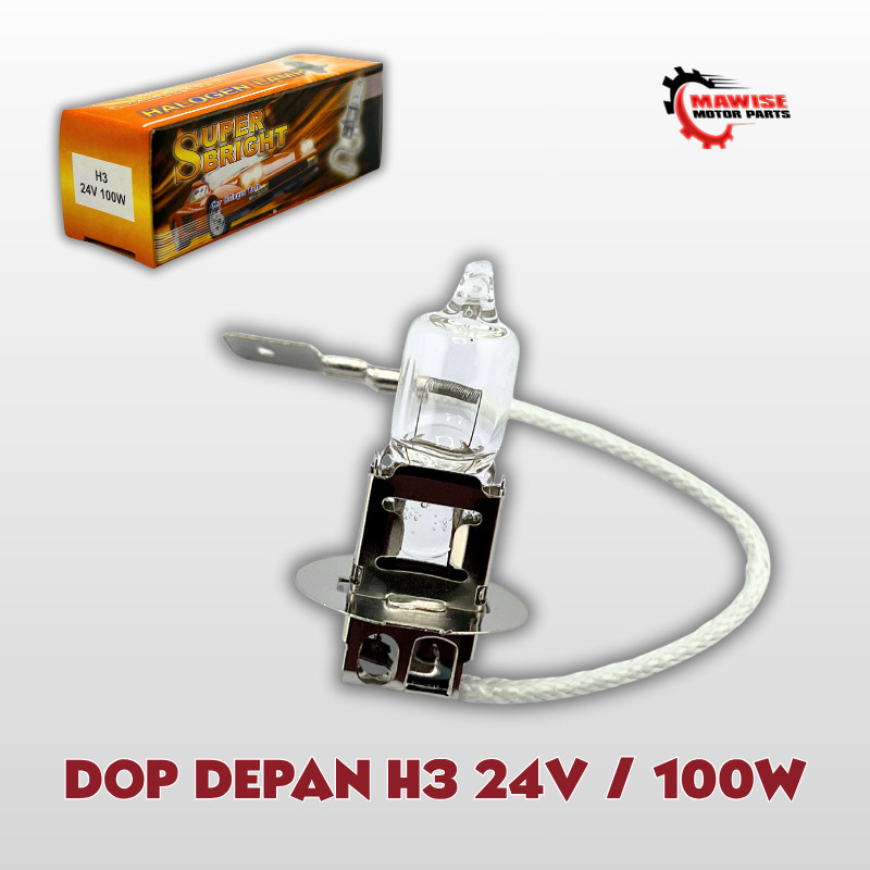 DOP DEPAN H3 24V/100W - LAMPU BOHLAM KABUT UTAMA H3 24V / 100W  LED HALOGEN FOGLAMP SUPER TERANG