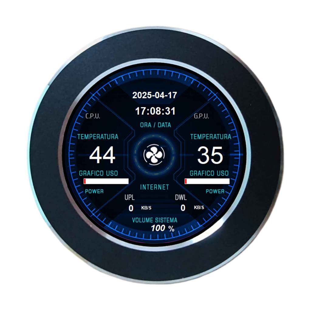 2.1in 480x480 PC Case Monitor Black Case USB Port Built in Picture Theme CPU GPU Temp