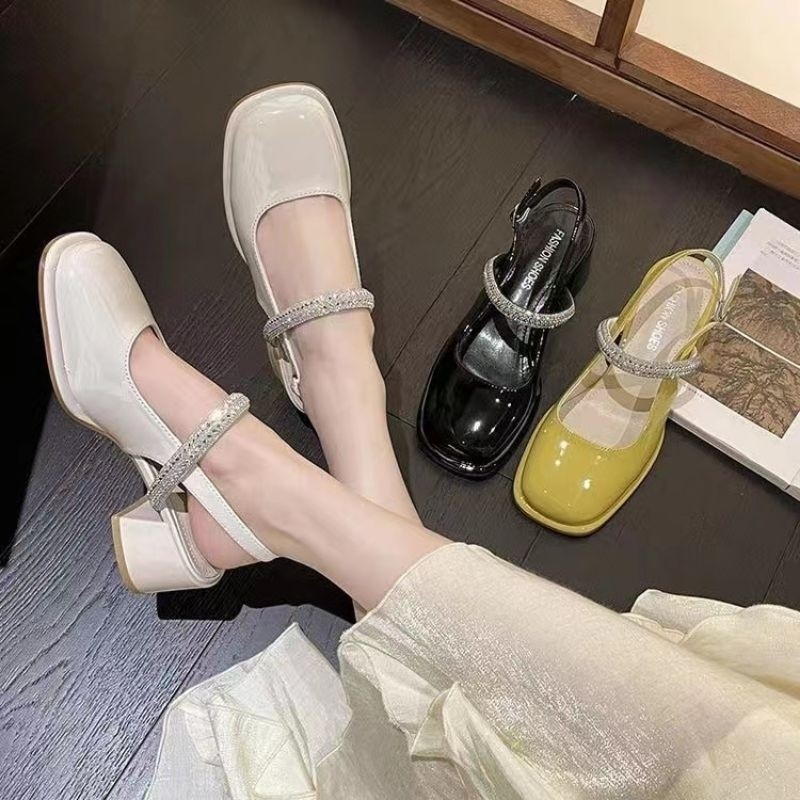 NF331 - Sepatu Hak Tahu Kristal Fashion Wanita Import