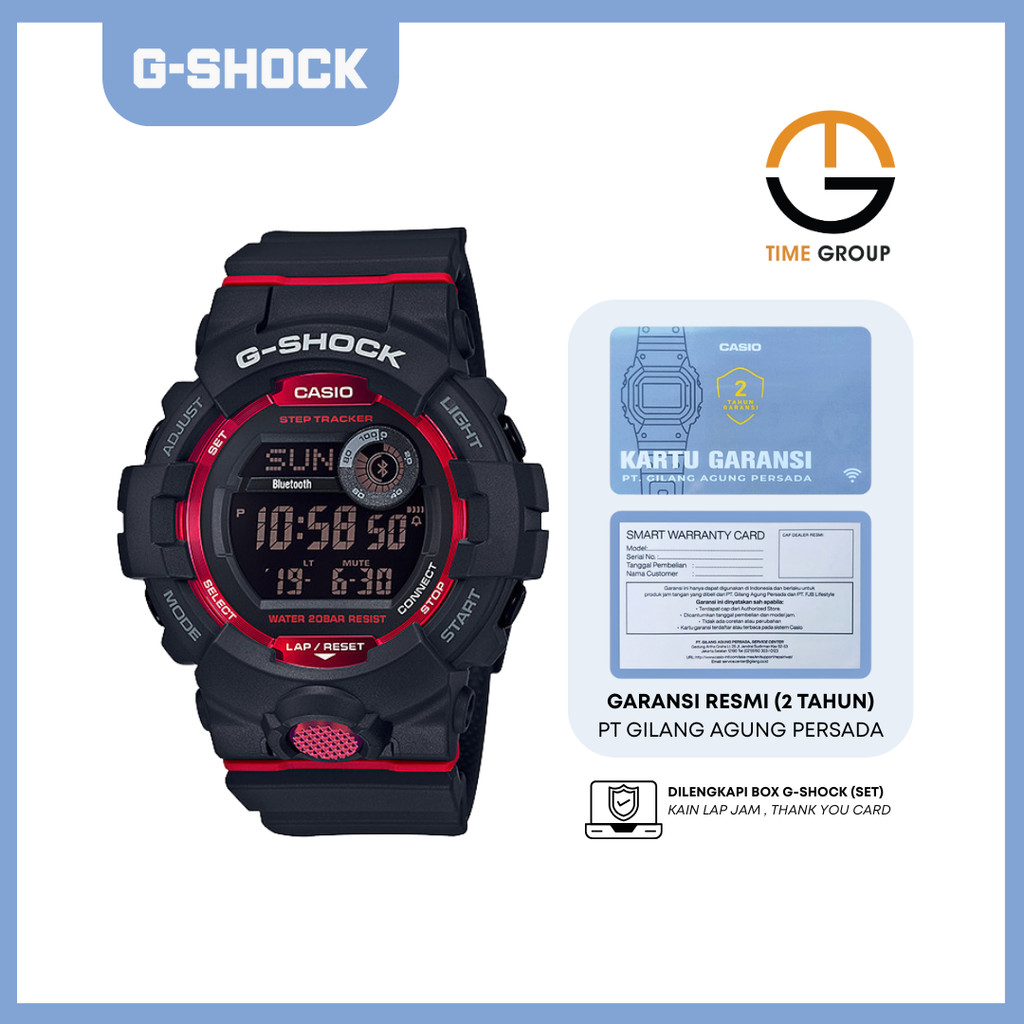 JAM TANGAN PRIA CASIO G-SHOCK GBD800-1DR GBD-800-1 DIGITAL BLACK RESIN STRAP ORIGINAL