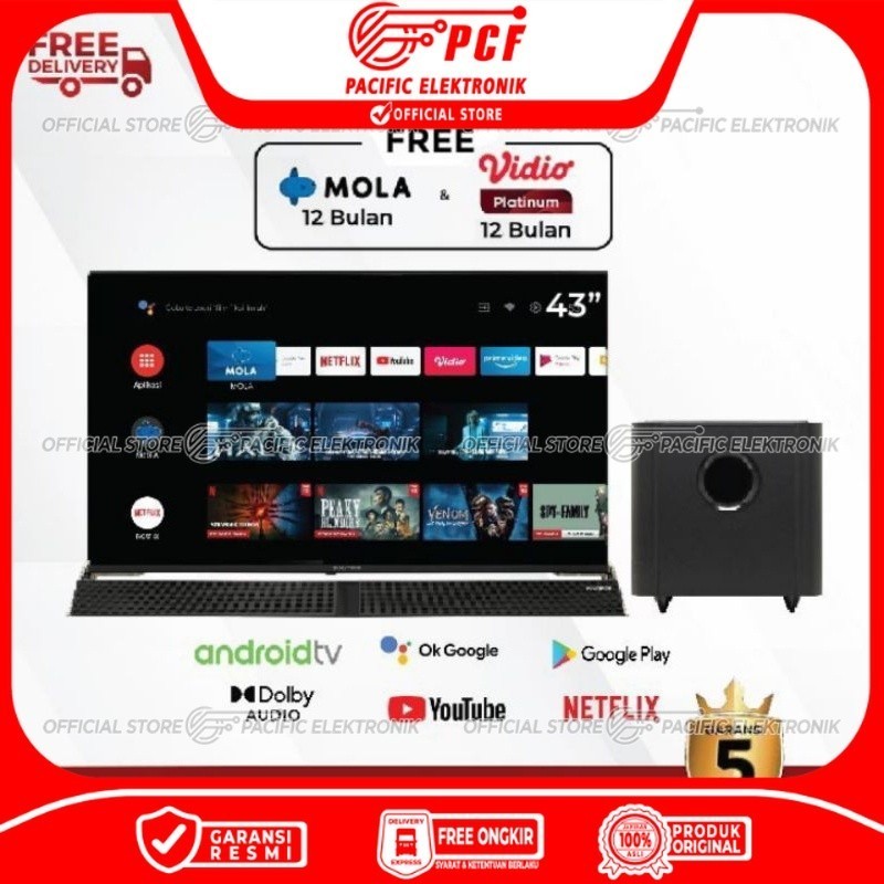 TV LED Polytron Android GoogleTV Soundbar 43inch PLD 43BG9058