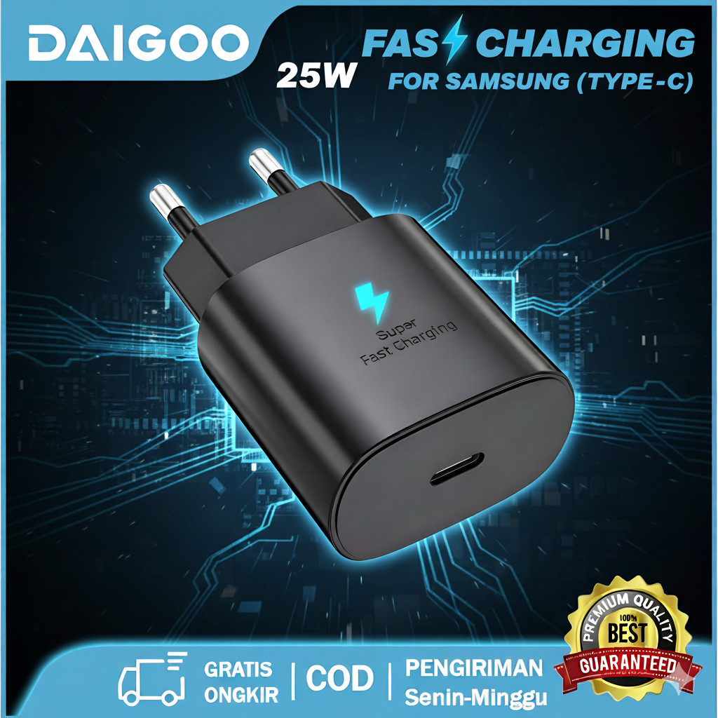 25 Watt Fast Charger Type C Fast Charging Black Adapter Charger Fast Charging Cesan Original for Sam