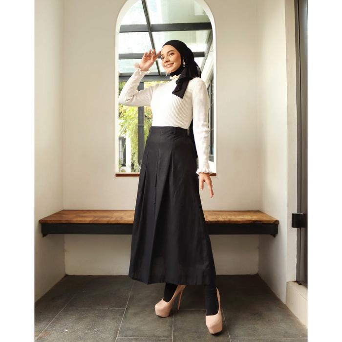 Rok Panjang Rok Lipit wanita 783 - Hitam, m/l
