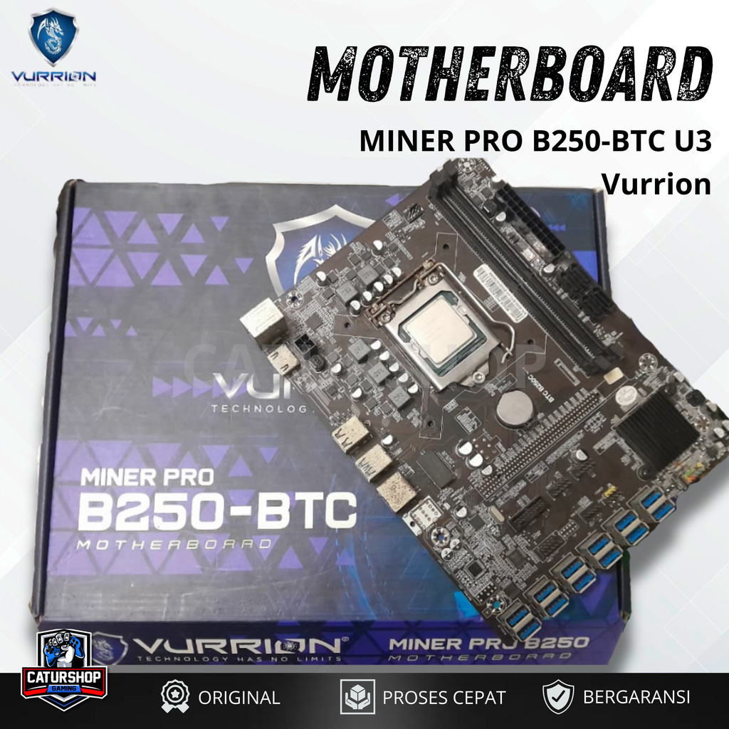 Motherboard Vurrion B250 U3 + Prosesor Intel Pentium G4400 / Mobo MinerPro B250 U3 / Motherboard + P
