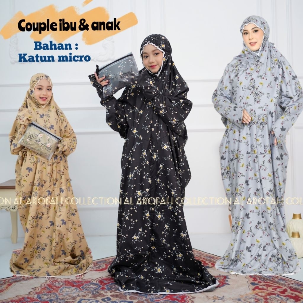 hazera  - Al Arofah Mukenah terusan couple ibu dan anak SD SMP mukena terusan anak katun