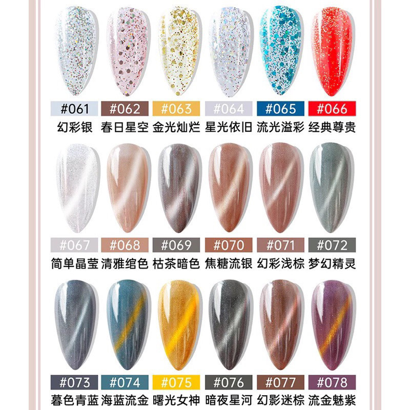 RISYAL Nail Gel Polish Cat Eye Glitter Series Kutek Halal Muslimah 7.5ml Complete Colors Nail Polish