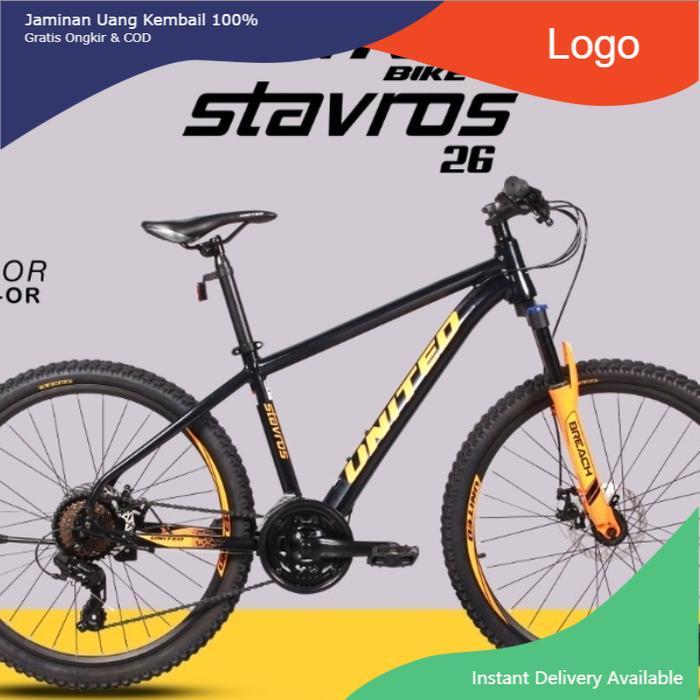 Sepeda MTB 26 inch United STAVROS Sepeda Gunung Rem mekanik / hidrolik - Kuning, Rem mekanik