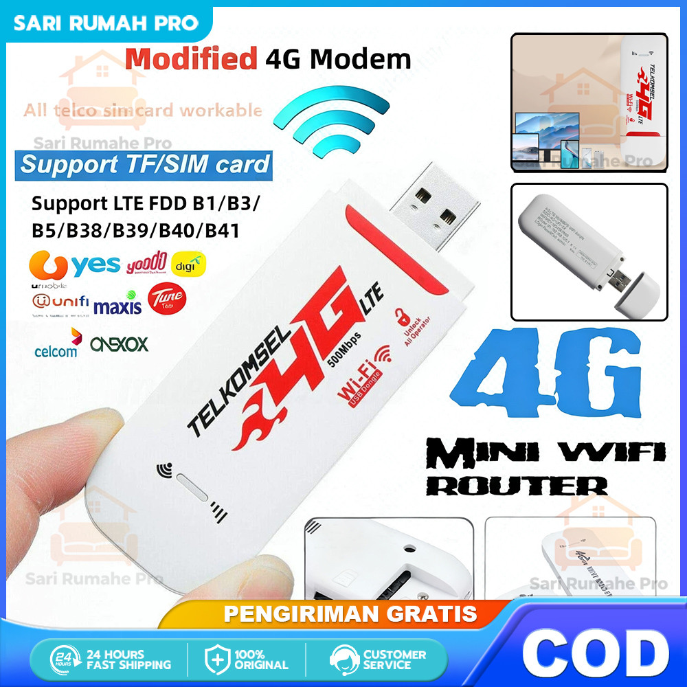 COD Ready Stock Modem WIFI USB 4g All Operator LTE Modem USB 500Mbps Modem Mifi COD Support 10 Devic