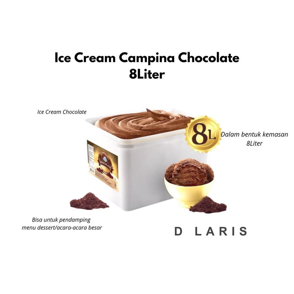 Ice Cream Campina Chocolate 8 liter ember box besar 8L rasa coklat yang creamy lembut enak