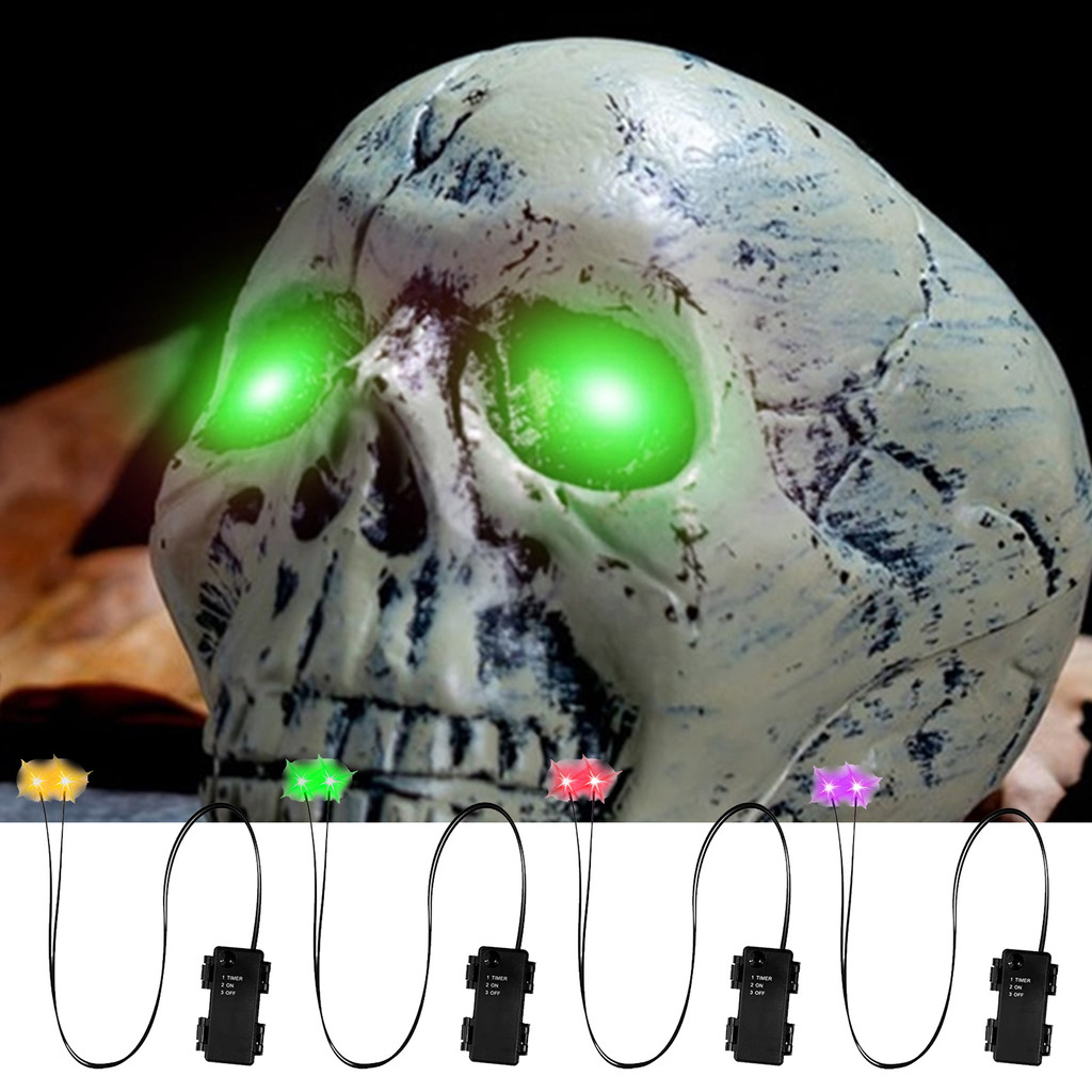 Light Up Eyes Halloween Skull Cosplay Light Up Eyes With Timer LED Decorations Spooky Props For Tomb