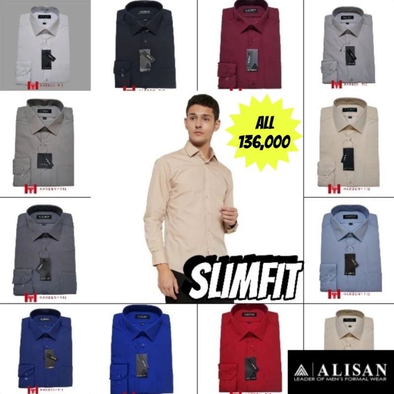 ALISAN Kemeja Polos Panjang Slimfit Original