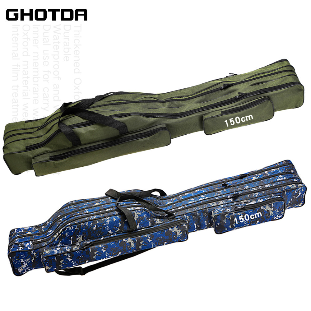 Fishing Rod Storage Bag Oxford Cloth 2/3 Layers Large Capacity Waterproof Multifunctional Fishing Ro