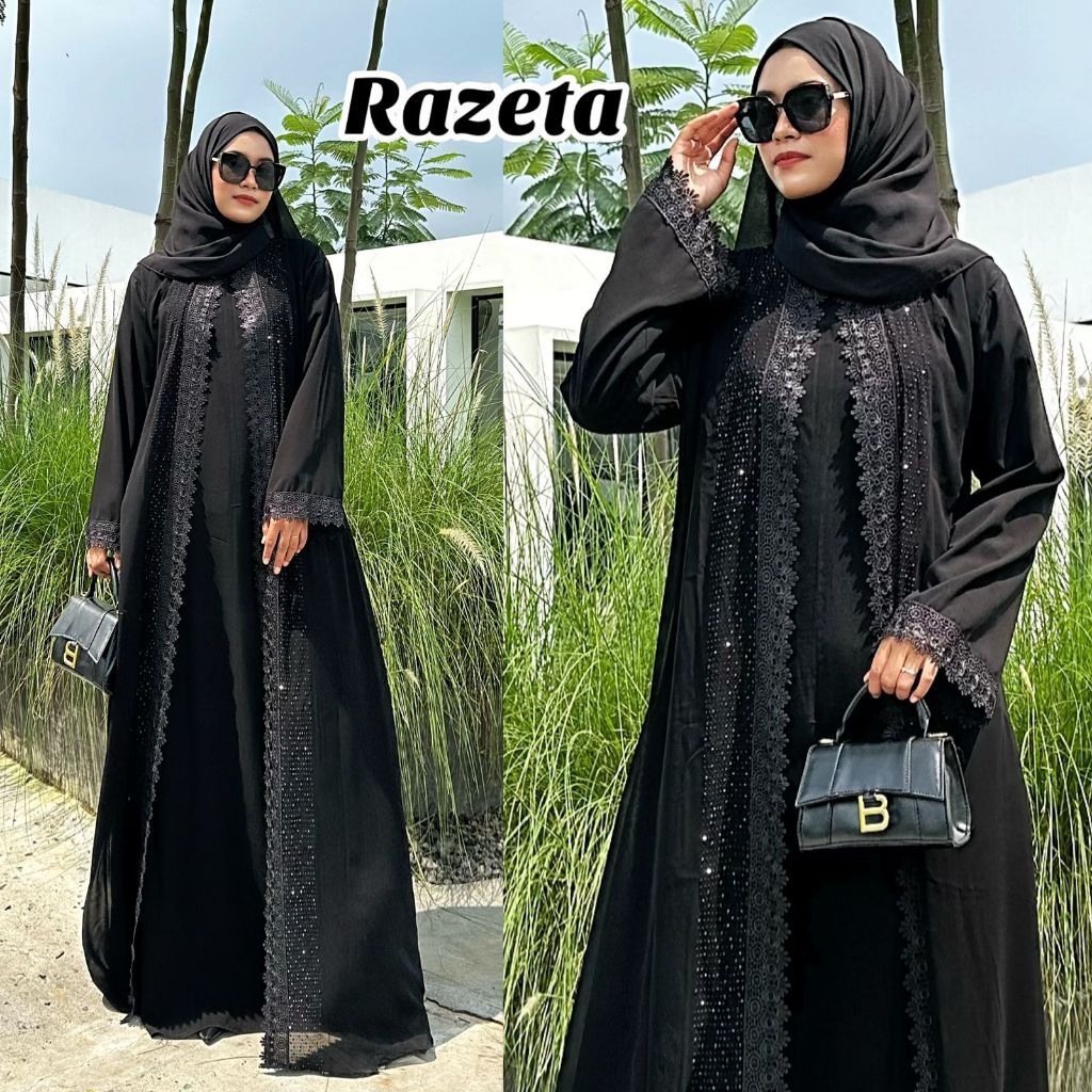 (COD) Abaya Hitam Turkey Gamis Maxi Dress Arab Saudi Turki Dubai Razeta Terlaris