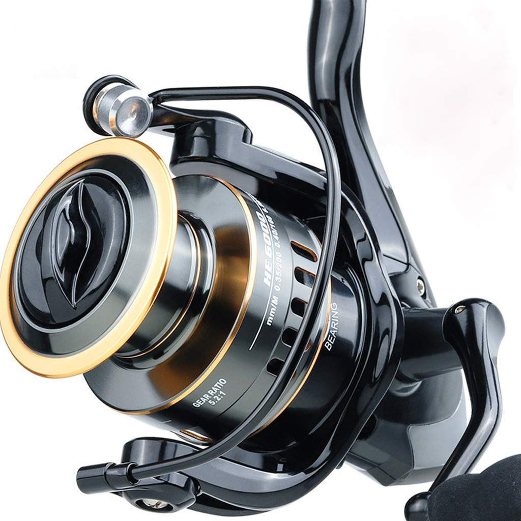 Fishing Reel HE7000 Spinning Reel Max Drag 10kg 5.2:1 High Speed Metal Spool Spinning Reel Carp Reel