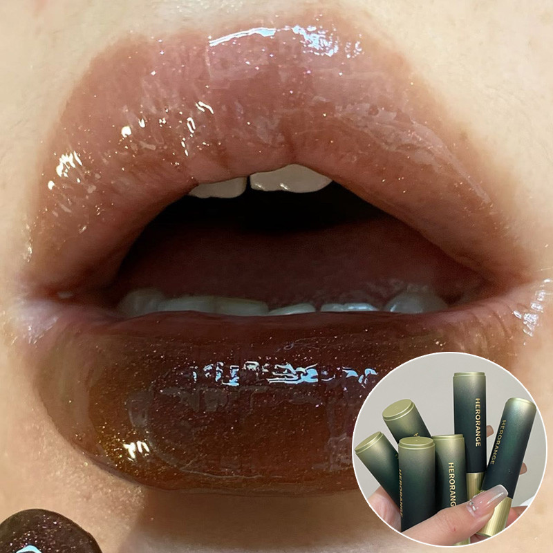 Lipstik Jelly Coklat, Lipstik Cermin Air, Lip Gloss Pelembab Merah Tua, Warna Bibir Tahan Lama Tidak