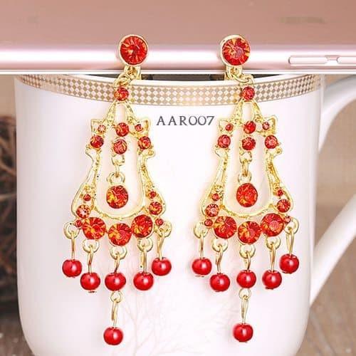 Anting Merah Pesta Bridal Aksesoris Fashoin  Anting Wanita  AAR007