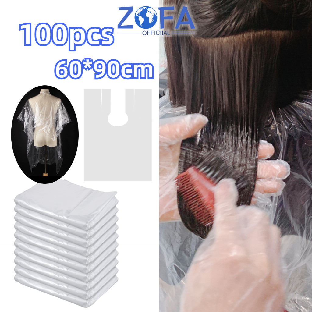 100pcs Cape / Kep / Kip Plastik Transparan Sekali Pakai / Cape Disposable / Kip Gunting Salon Barber