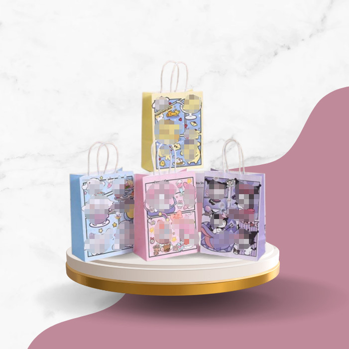 6661 Paper Bag / Tas Souvenir Ulang Tahun / Paper Bag Karakter Lucu / Goodie Bag Kartun / Kantong Ke