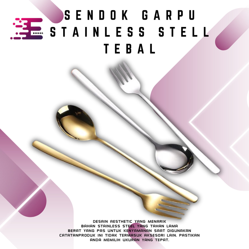 Sendok Garpu Stainless Steel Tebal Gold - Sendok Makan gold / Set Alat Makan Korea Sendok Garpu Emas