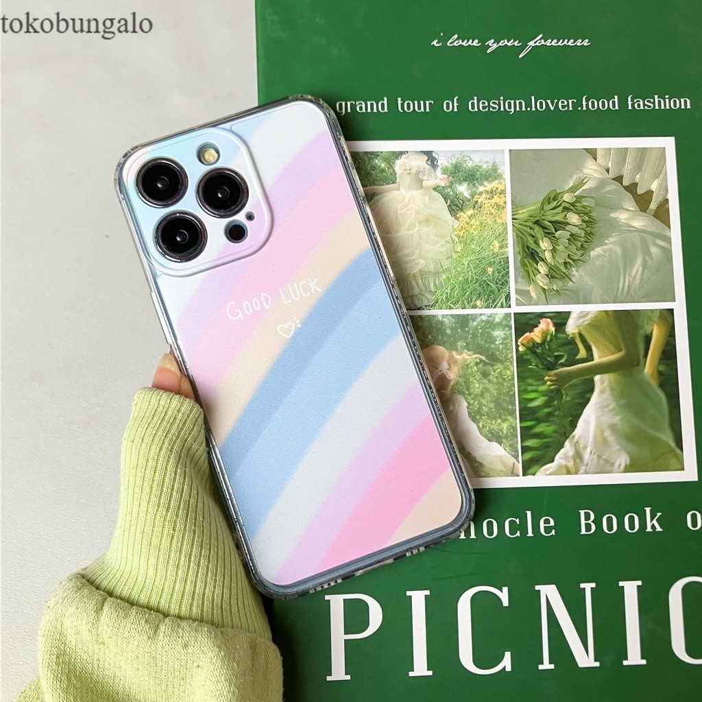 tokobungalo i.case_store SOFTCOLOR RAINBOW CASE IPHONE GOODLUCK LOVE FOR IPHONE 7 8 12 PRO MAX 11 PR