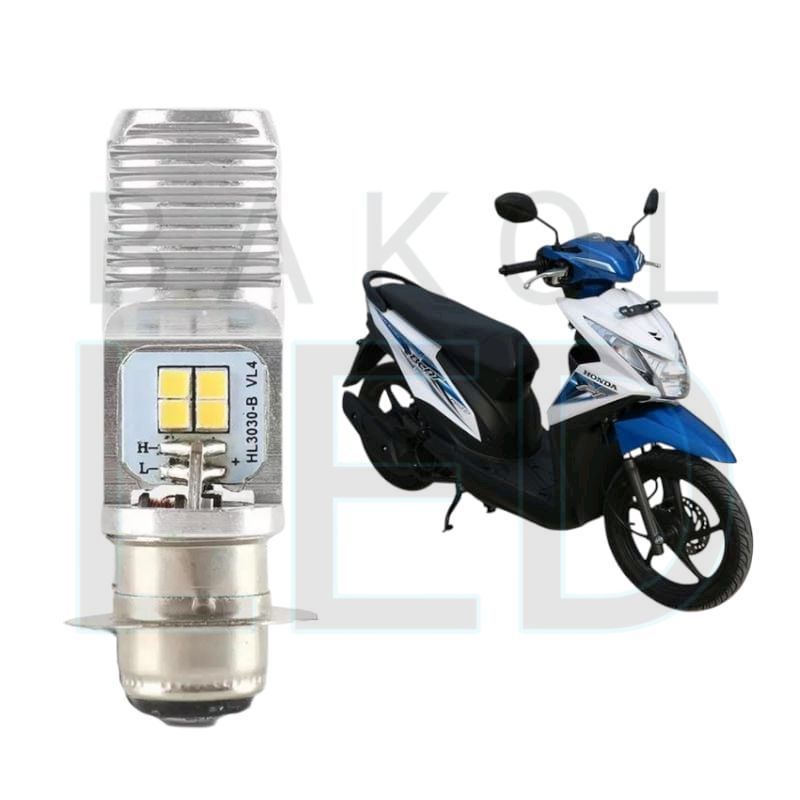 1pcs Lampu depan LED H6 6 Mata Putih terang motor Honda Beat FI 2014 2016 BL