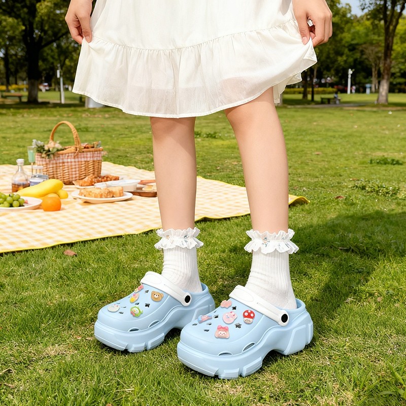 Sandal Baim Wanita Kekinian Tinggi Wedges Sandal Jelly Wanita Sandal Fuji Wanita Korea Tinggi 8 cm