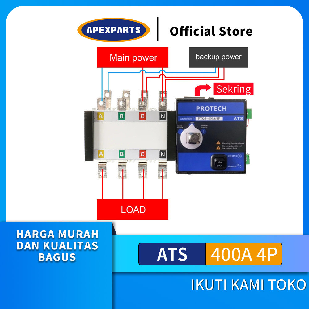 ATS 4P 400A ATS Dual Power Automatic Switch Pln Genset ATS 400A 4P