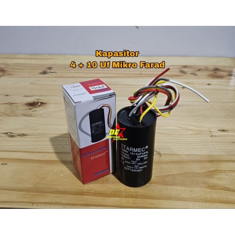 Kapasitor Mesin Cuci 4 + 10 Uf SMC Capasitor 4+10uf 10-4 Mikro Farad