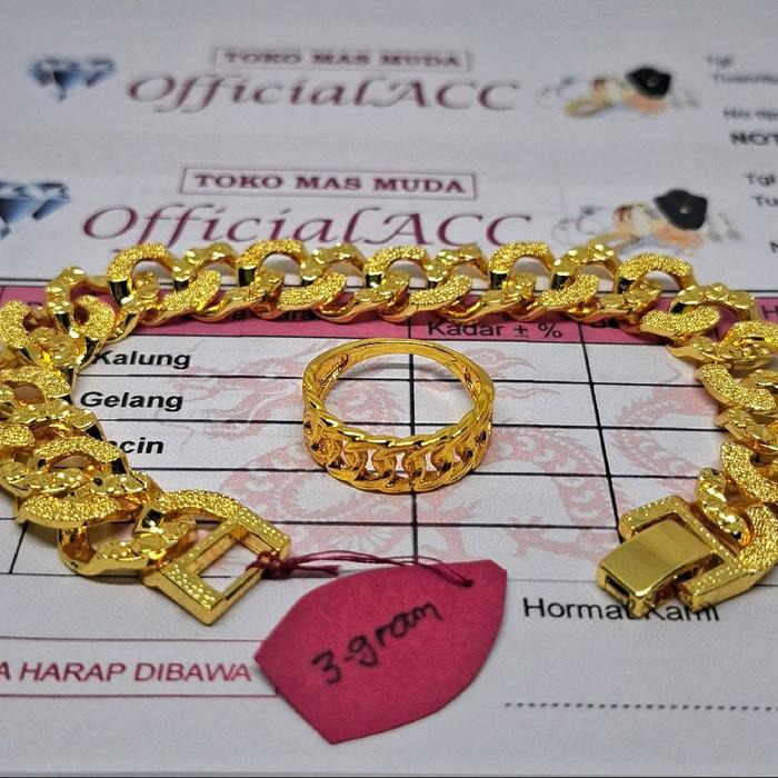 Gelang Emas Asli Wanita 3gram Kadar 875 Motif Sisik Naga Free Surat Dari Toko