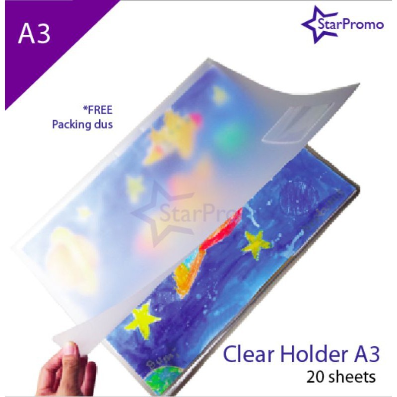 Map Plastik A3 Clear Holder Display Book Document Keeper *Beli 2 Lebih Murah
