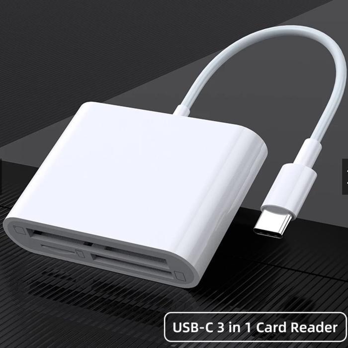 READY | Type-C SD Card Reader, 3in1 SD TF/Micro SD CF Card Reader, USB C Memory Card Reader, Type C 