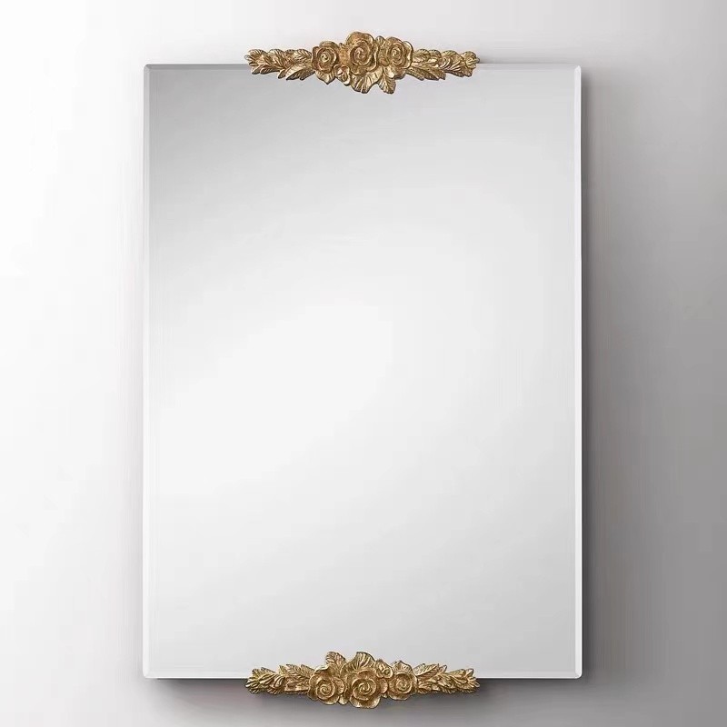 French vanity mirror oval vanity mirror European carved porch decorative mirror