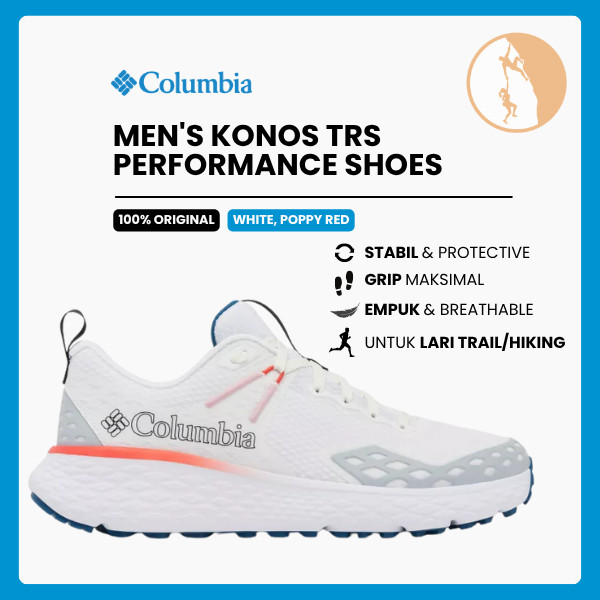Sepatu Lari/Trail Running Pria - Columbia Men's Konos™ TRS Performance Shoes (White/Poppy Red)