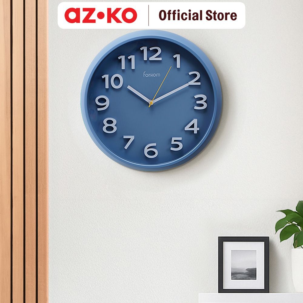 AZKO Forhom 35 cm Olad Jam Dinding Plastik - Biru Wall Clock Jam Tembok Analog Aesthetic Dekorasi Ru