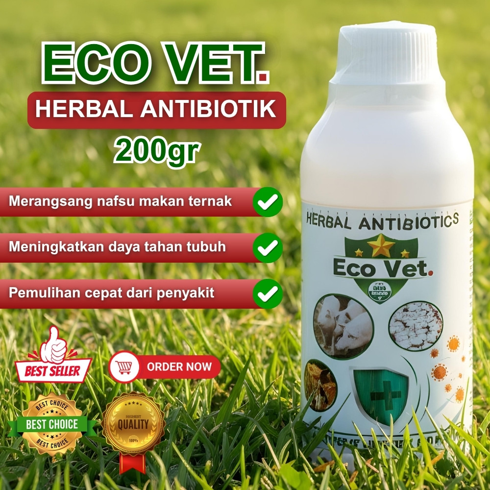 LEBIH EFEKTIF Ecovet Herbal Antibiotik 200 gram - Ecovet - Ecovet Original 200gram - B3G1