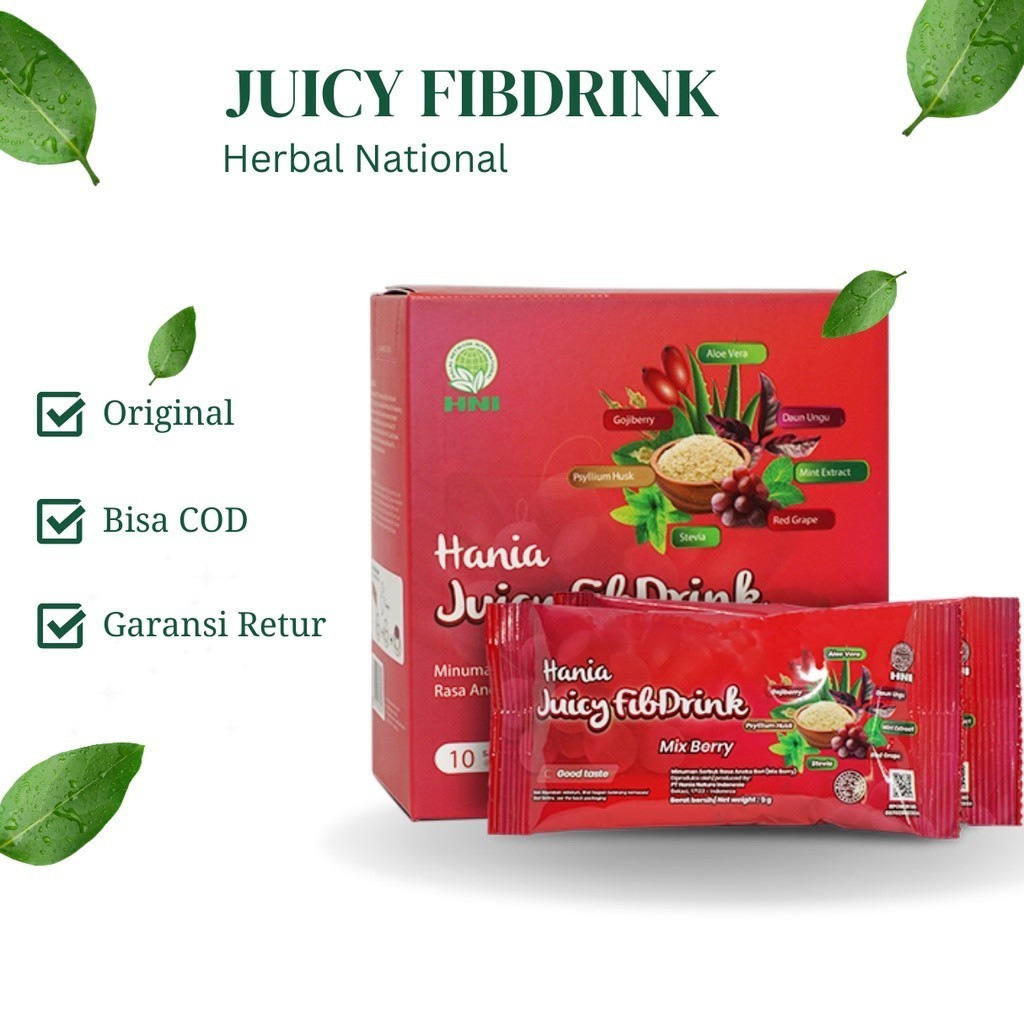 Herbal Minuman Diet - Hania Juicy Fibdrink Mixberry -HNI  BPOM Bloomood.id