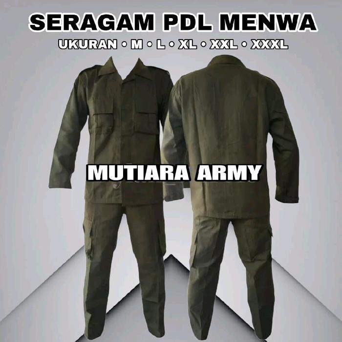Seragam PDL MENWA,Seragam mahasiswa PDL MENWA,SERAGAM PDL MENWA HIJAU ARMY Pria Baju Panjang Hitam K