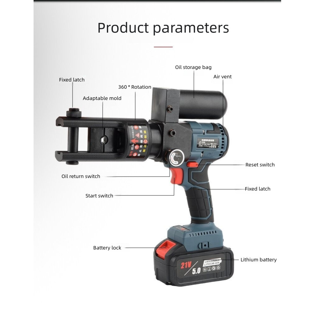 Hydraulic Crimping Tool Brushless Motor Rechargeable Hydraulic Crimping Pliers Copper Nose Terminal 