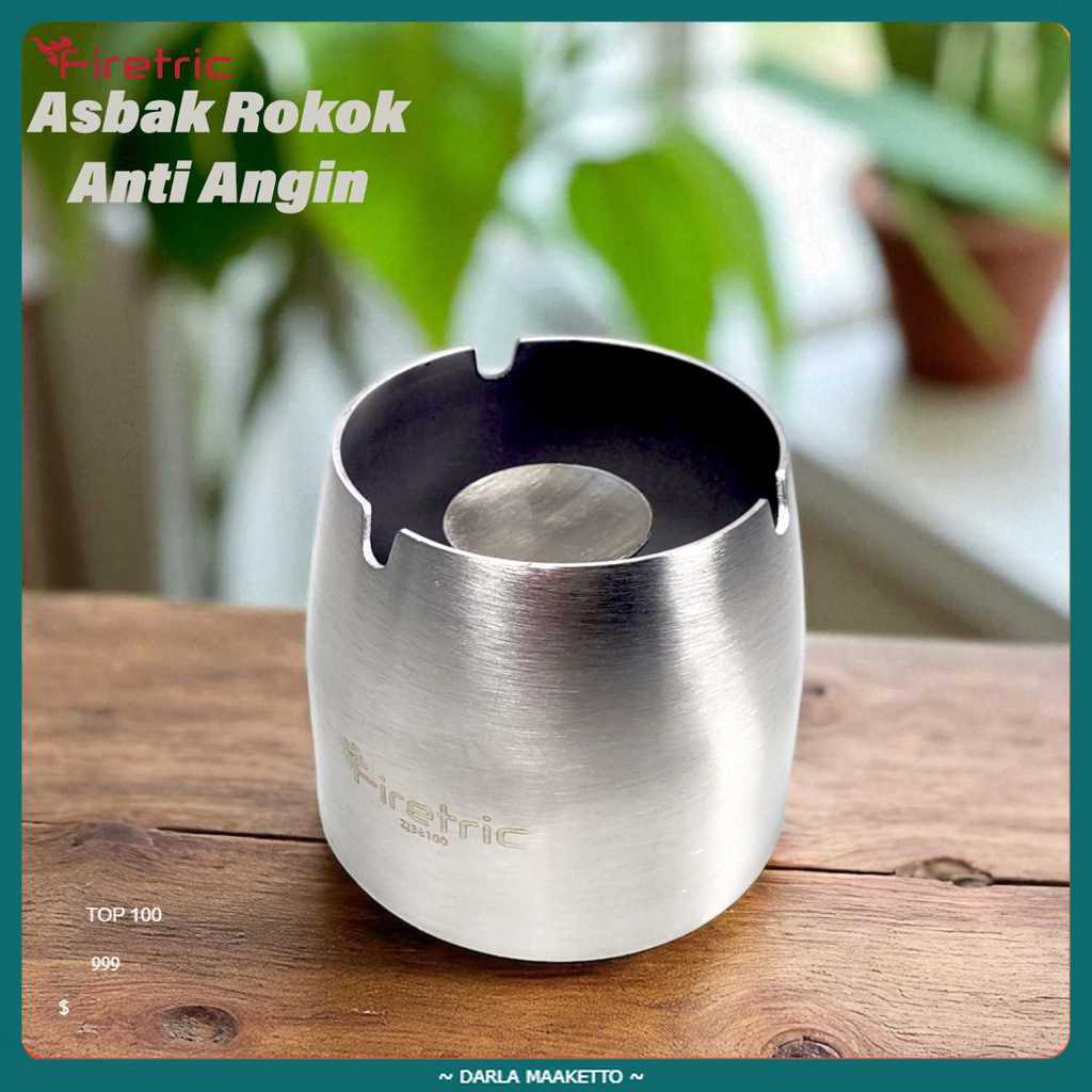 Firetric Asbak Rokok Anti Angin Cone Cylinder Stainless Steel - ZJ38100