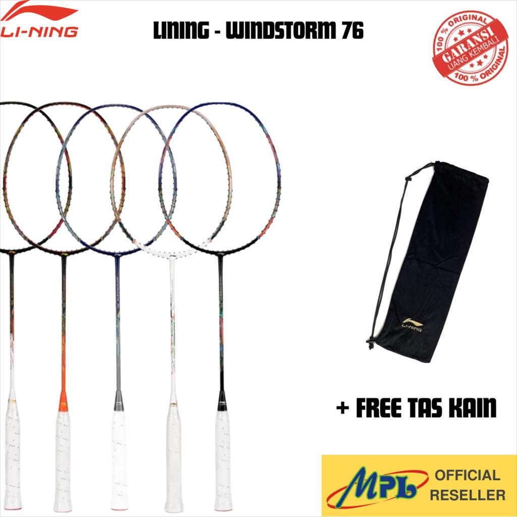RAKET BADMINTON LINING WINDSTORM 76 + TAS KAIN