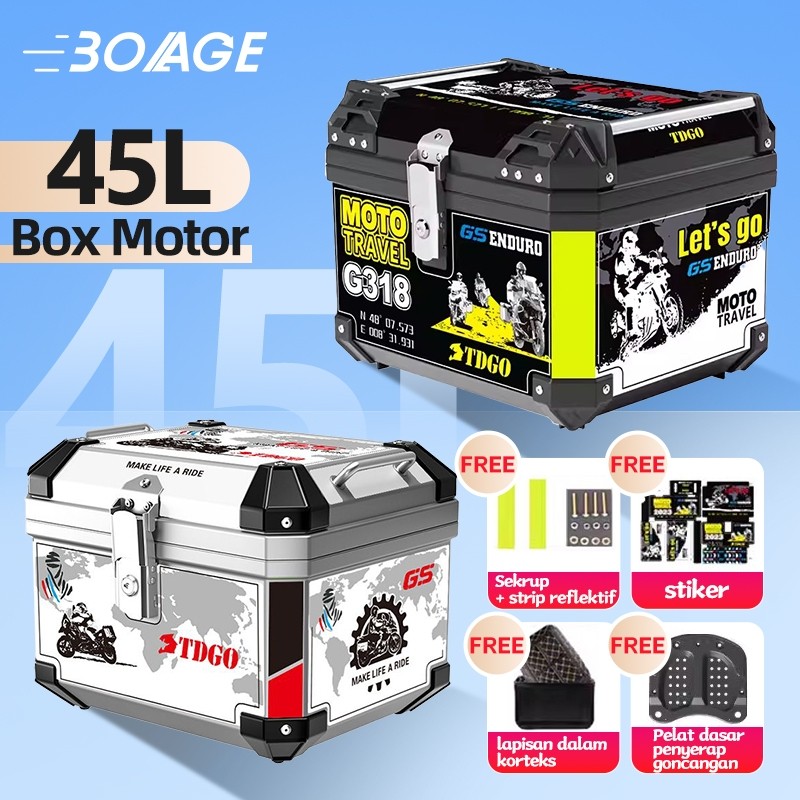 (Penawaran panas!!!)45L Kapasitas Besar, Tahan air,  Box Belakang Motor/box motorKotak penyimpanan M